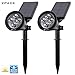 Syhonic 4 LED SuperBright 200 Lumen Waterproof Wireless All Weather Adaption Outdoor Solar Landscape SpotLights 2 Pack (Cool White)