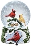 5.5 Musical Cardinal Bird Christmas Snow Globe Glitterdome