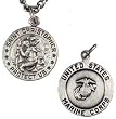 Marine . St. Christopher Medal,pewter 24", Endless, Stainless Steel