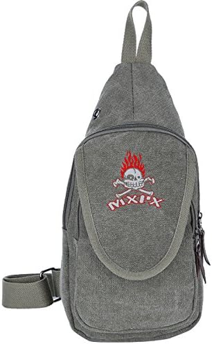 PPTIEO Punk Band Mxpx All Stars Skull Logo Cool Outdoor Sports Casual Canvas Unbalance Backpack Crossbody Sling Bag Shoulder Bag Chest Bag