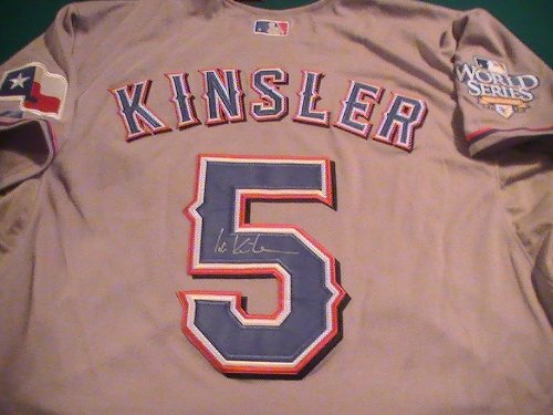 IAN KINSLER SIGNED AUTOGRAPHED JERSEY TEXAS RANGERS COA + PROOF PHOTO