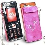 Trinity Pink Leather Case for Sony Ericsson W880 W880i W890 W890i with Original Swarovski Crystals