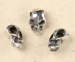 Sterling Silver Skull Bead - Set of Three