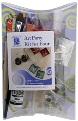 Art Night Out Party Kit for 4 People Makes 4 Pair Square Resin Earrings in Silver Plate