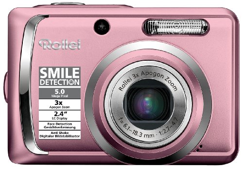 Rollei Compactline 55 Digitalkamera (5 Megapixel, 3-fach opt. Zoom, 6,1 cm (2,4 Zoll) Display) rosa