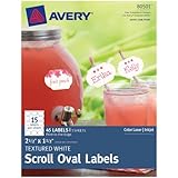 Avery Textured Scroll Oval Label, White, 2.5-Inch x 1.5-Inch, Pack of 45 (80501)