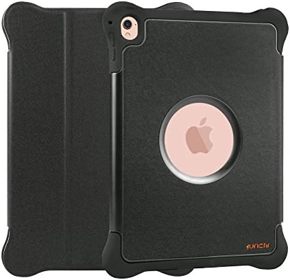 JUNCHI iPad Pro Case, Armor Shield Cover Flip Stand Case with Retina Display Lightweight Leather Silicone Dual Layer Protection Shockproof Magnetic Smart Cover For Apple iPad Pro 9.7" 2016 (Black)