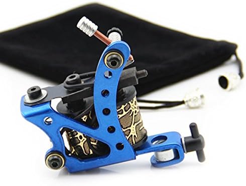 Steel Frame Tattoo Machine Gun 10 Wrap Coils for Liner Shader Blue Beauty Body Care