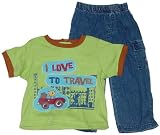 Infant Boys' Outfit with I Love to Travel Applique