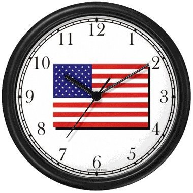 US Flag Americana Wall Clock by WatchBuddy Timepieces (Black Frame)