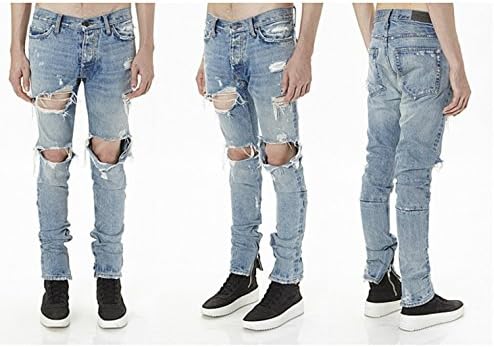 Transasia Men's Street Wear Hipster Hole Skinny Denim Slim Ripped Jean Pant (US 32)