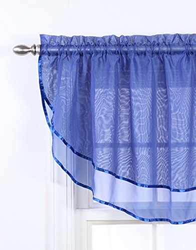 High-End Semi Sheer Voile Custom Window Treatments By GoodGramÂ® - Assorted Colors & Sizes (Cobalt, Single Ascot Valance)