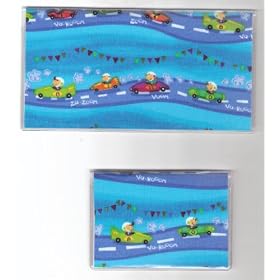 Checkbook Cover Debit Set Made with Car Speed Vroom Fabric