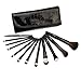 Glow 12 makeup brushes set (12 make up brush set with faux leather case, Black)