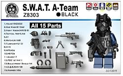 SWAT Team Gear Pack in Black (15 Pieces) - LEGO Compatible Minifigure Pieces