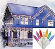 Set of 70 Multi LED M5 Icicle Christmas Lights - White Wire