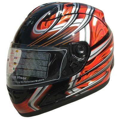 Adult Full Face Sports Motorcycle Helmet DOT (508) 169 Wine/Orange Large On Sale