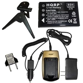 HQRP Battery and Smart Battery Charger for Panasonic SV-AV100EG-S, SV-AV10-A, SV-AV10-R, SV-AV10-S Digital Camera Replacement plus HQRP Mini Tripod