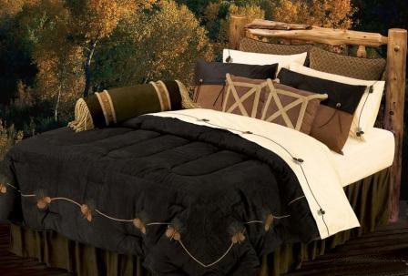 Black Pine Embroidered Comforter Set - Super King