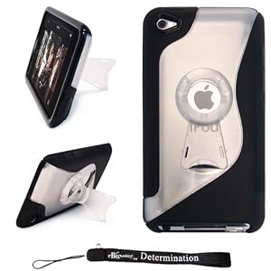 Black Premium Stand Alone Durable Kickstand Hard TPU Cover Skin Case for New Apple iPod Touch 4