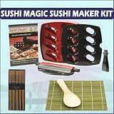 Harold Imports Sushi Magic Express Home Sushi Maker Kit With Helens Asian Kitchen Bamboo Sushi Mat With Bamboo Sushi Paddle and Silk Wrapped Chopsticks (5-PACK)