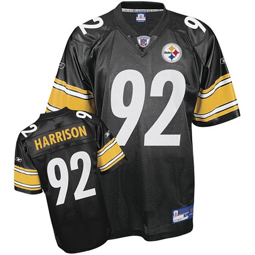 James Harrison Jersey: Reebok Black Replica #92 Pittsburgh Steelers Jersey - XX-Large