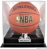 Mounted Memories Minnesota Timberwolves Blackbase Team Logo Basketball Display Case With Mirrored Back