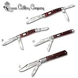 Queen Cutlery Red Jigged Bone Handle Folding Knives