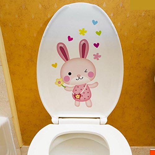 Toilet Lid Cover Bathroom Decor Seat Lid Cover Cute Small Rabbit Wall Stickers Decal Waterproof Sticker Wall Decor Art
