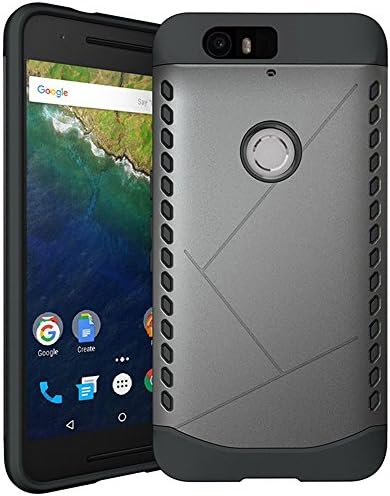 Nexus 6P Case, Geekee Hybrid Dual Layer Armor Cover Case with Corner Cushioned Protective Case Bumper Cover for Huawei Nexus 6P 5.7" (2015) (Grey)