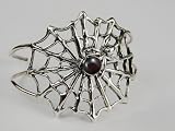 Sterling Silver Spider and Her Web Bracelet Shown in Genuine Bloodstone