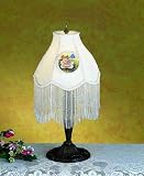 11 Chimney W/Rev Paint Rondel W/Beads 12 Vict. Ribbon Base Table Lamps