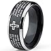 Two Tone Black Titanium Lords Prayer Ring Band Sizes 7 to 13