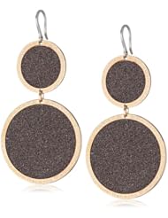 Rebecca "Half Moon" Rose Gold over Bronze Shimmering Medallion Drop Earrings