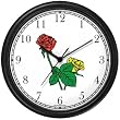 Red and Yellow Rose Flowers Wall Clock by WatchBuddy Timepieces (Black Frame)