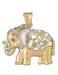 Dazzlers Solid 14k Two Tone Yellow and White Gold Elephant Charm Pendant Available in three colors from jewelsberry (weights: 8.5 grams only)
