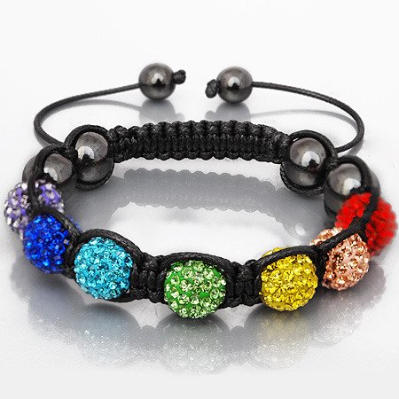'New just arrived Chakra Shamballa friendship bracelet multi coloured disco balls representing 7 energy centres of the body & Genuine Hematite stone beads excellent quality for a fraction of the price of celebrity bracelets. Uni-sex RRP £69