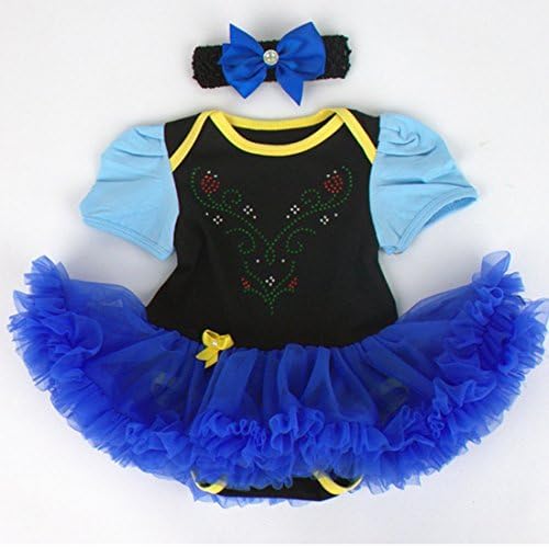 Newborn Baby Girl Anna Princess Dress Personalized Birthday Party Rompers Bodysuit