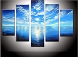  The Daring Blue Ocean, Still Life  Modern Hand Painted Oil Painting on Canvas Stretched & Framed! - Modern Art Work Home Decor