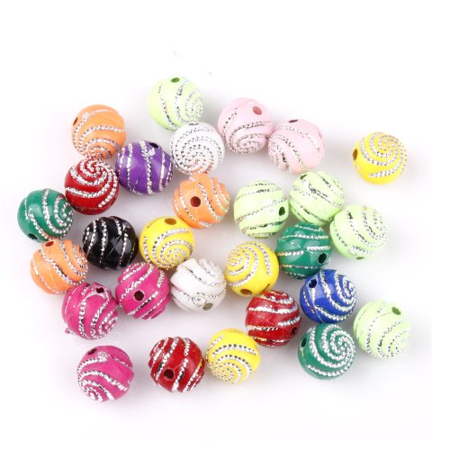 ILOVEDIY 400pcs in Bulk Mixed Color Round Acrylic Beads Accessories 10mm for Jewelry Making (Mixed #1)