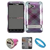 Purple Plaid Durable 2 Piece Protective Crystal Hard Shield Guard Cover Cas ....