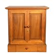 Handmade Teak Wood Mission Storage Cabinet W/ Locking Doors & Interior Shelf