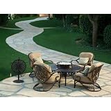 patio sets with fire pits-Grand Bonaire Resin Weave 6 Pc Fire Pit Patio Chat Set - Chairs Table New