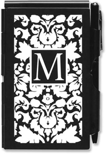 Wellspring Initial "M" Flip Notes with Pen - Blanc Noir Series
