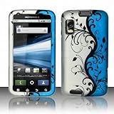 Blue Silver Black Vines Protective Hard Rubberized Case Cover Design for AT ....