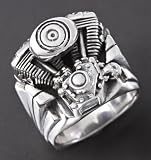 Men's Wildthings Twin Cam Engine Sterling Silver Ring