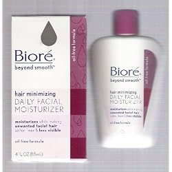 Biore Beyond Smooth Hair Minimizing Daily Facial Moisturizer Oil Free Formula for All Skin Types 4oz Per Pack (Pack of 2)