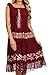 Sakkas Monica Boho Smocked Waist Sleeveless Mid-Length Embroidered Batik Dress