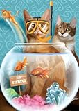 Tree Free Greetings No Fishing Funny Birthday Cards, 2 Card Set, Cats, Multicolored (14198)