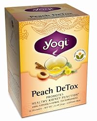 Yogi Peach DeTox, Herbal Tea Supplement, 16-Count Tea Bags (Pack of 6)